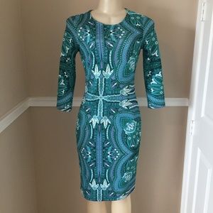  NEW Beautiful Green/ Blue Long Sleeve Dress 